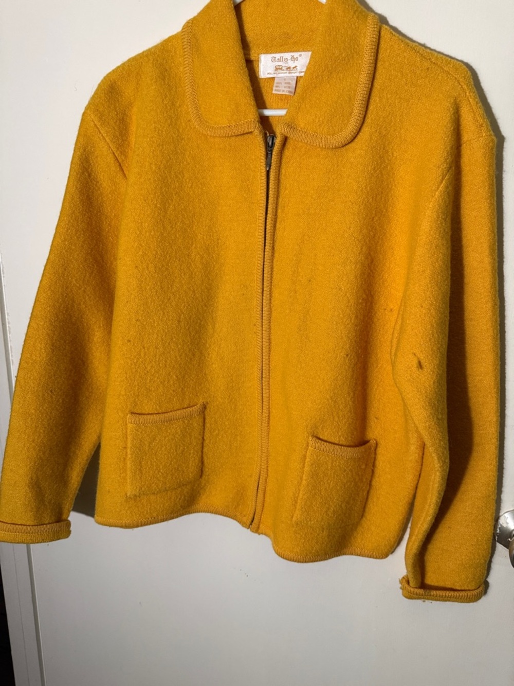Tally Ho Mustard Yellow Wool Zip Jacket
